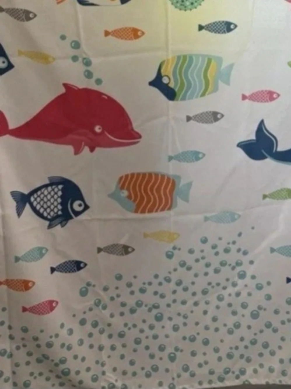 Whimsical Ocean Animals Fabric Shower Curtain in Wht/Multicolor-NWOT- 72